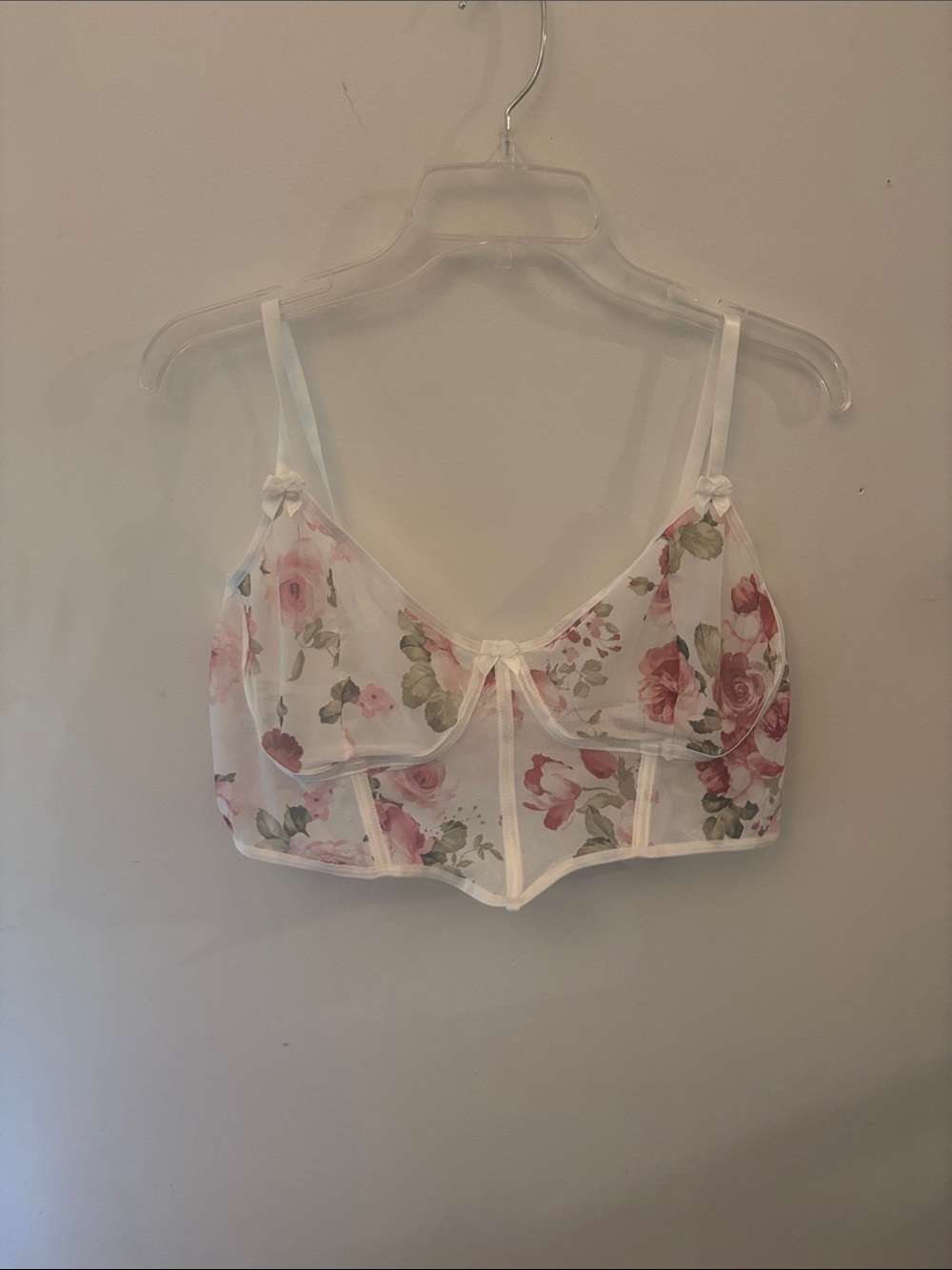 NWT Avidlove Plus Size Floral Mesh Corset Bralette Bustier Crop Top - 2XL